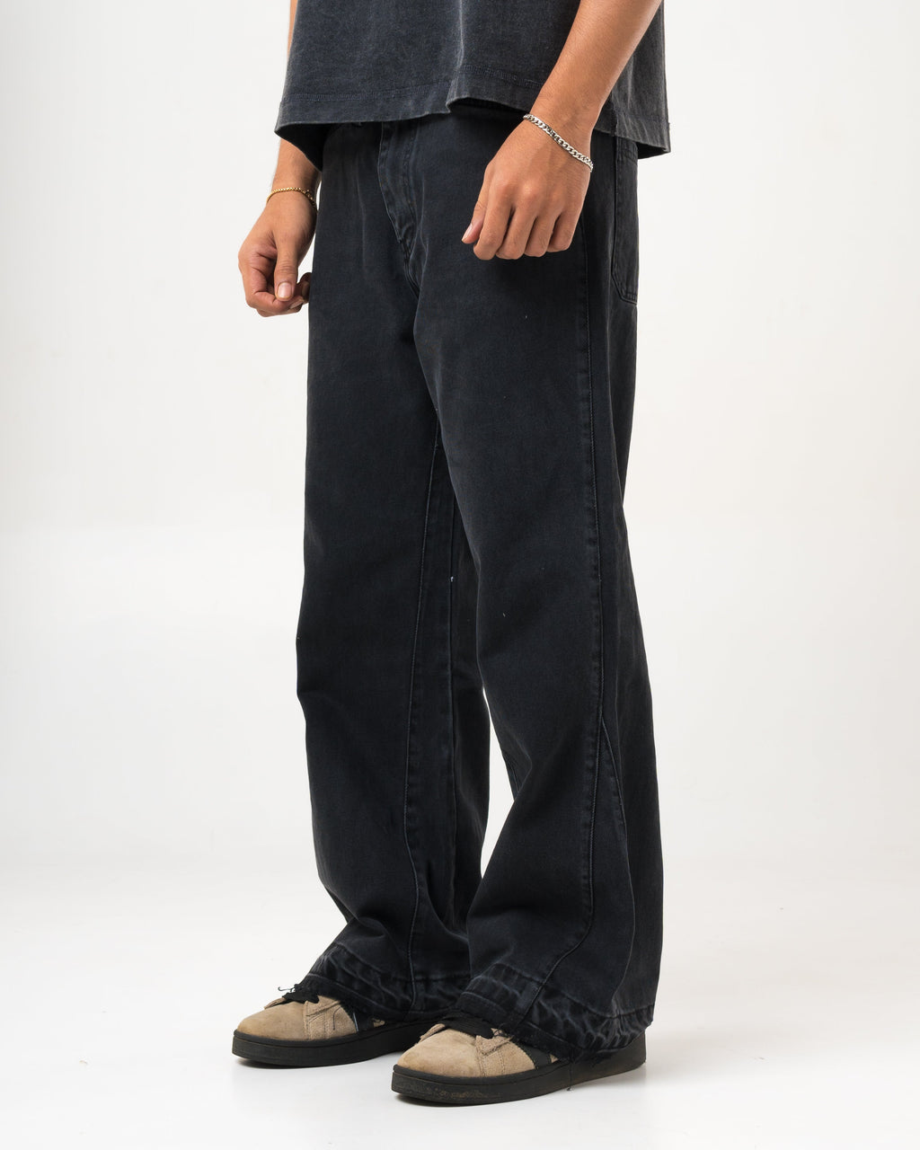 VELQON Black Flared Wide Leg Jeans